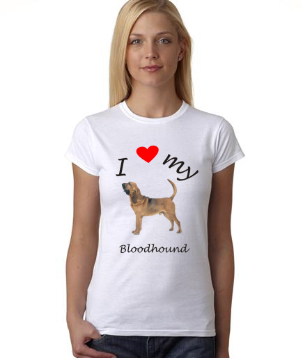 Dogs - I Heart My Bloodhound on Womans Shirt